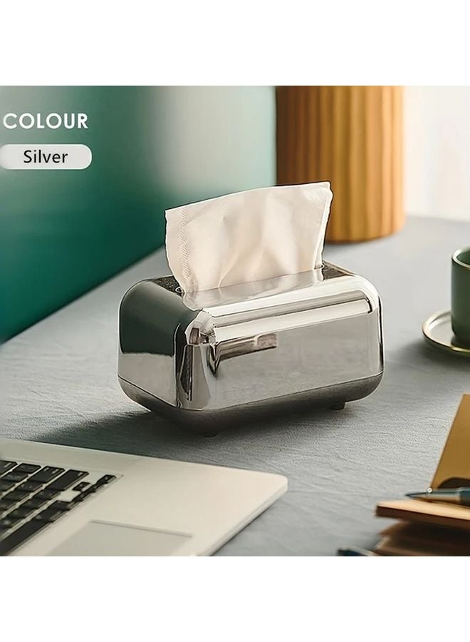 Vintage Bread Tissue Box Holder Silvery ABS Bathroom Organizer With Smooth Edges - Image 1