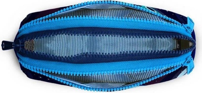 CORAL HIGH Kids Saks Blue Astronaut Patterned Three Compartment Pencil Bag 22024  - Image 3