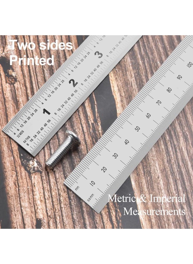 Allwin 6 Inch Machinist Ruler, 4-Pack Stainless Steel Precision Scale Ruler with Inch/Metric Etched Markings, Dual Side Measuring Rule for Engineers, Drafting, Woodworking - Image 2