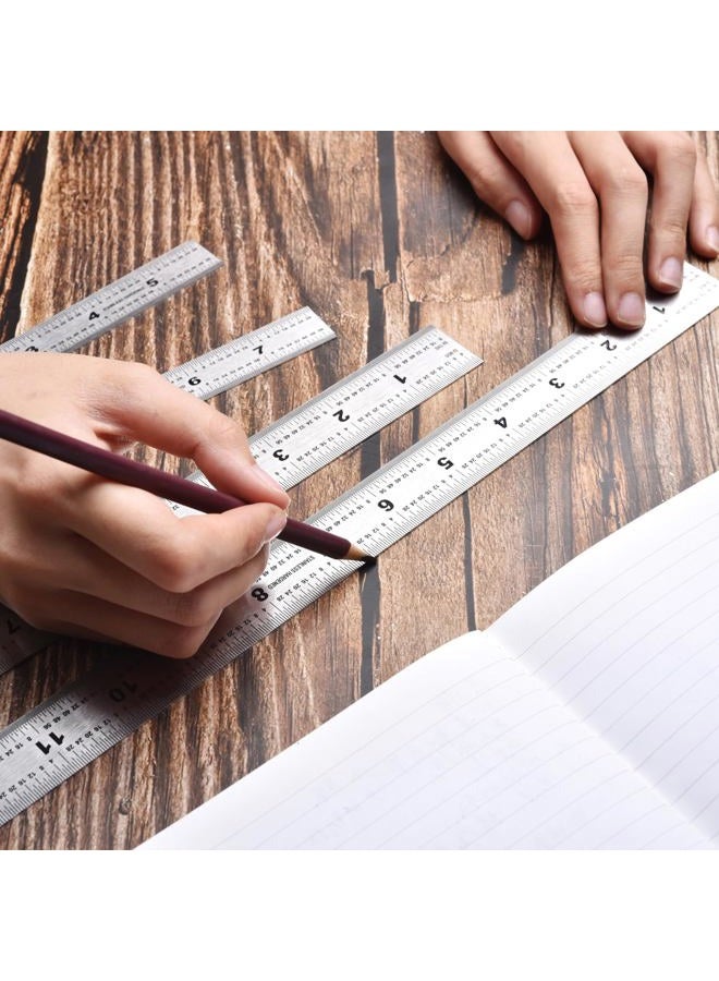 Allwin 6 Inch Machinist Ruler, 4-Pack Stainless Steel Precision Scale Ruler with Inch/Metric Etched Markings, Dual Side Measuring Rule for Engineers, Drafting, Woodworking - Image 4