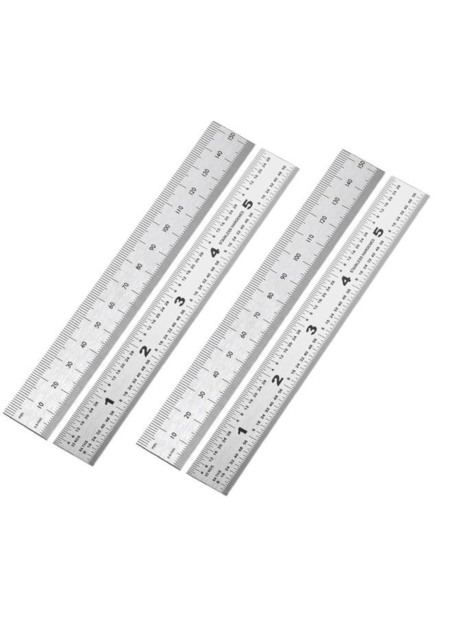 Allwin 6 Inch Machinist Ruler, 4-Pack Stainless Steel Precision Scale Ruler with Inch/Metric Etched Markings, Dual Side Measuring Rule for Engineers, Drafting, Woodworking - Image 1