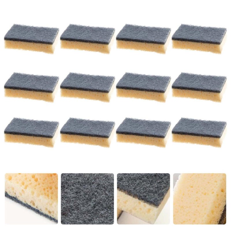 12pcs Dual Sided Kitchen Sponges High Density Dark Gray Decontamination Sponge Set - Image 5