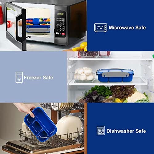 MaMix Bento Box Adult Lunch Box, Lunch Box Kids, Lunch Containers for Adults/Kids/Students,1300ML-4 Compartment Bento Box (bright blue) - Image 5