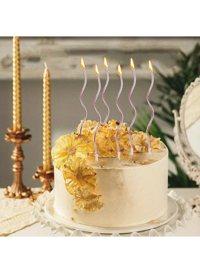 Kandid 6pcs Decorative Birthday Candles for Celebrations, Anniversary, Wedding, Romantic Evening (CURLY ROSE GOLD) - Image 3