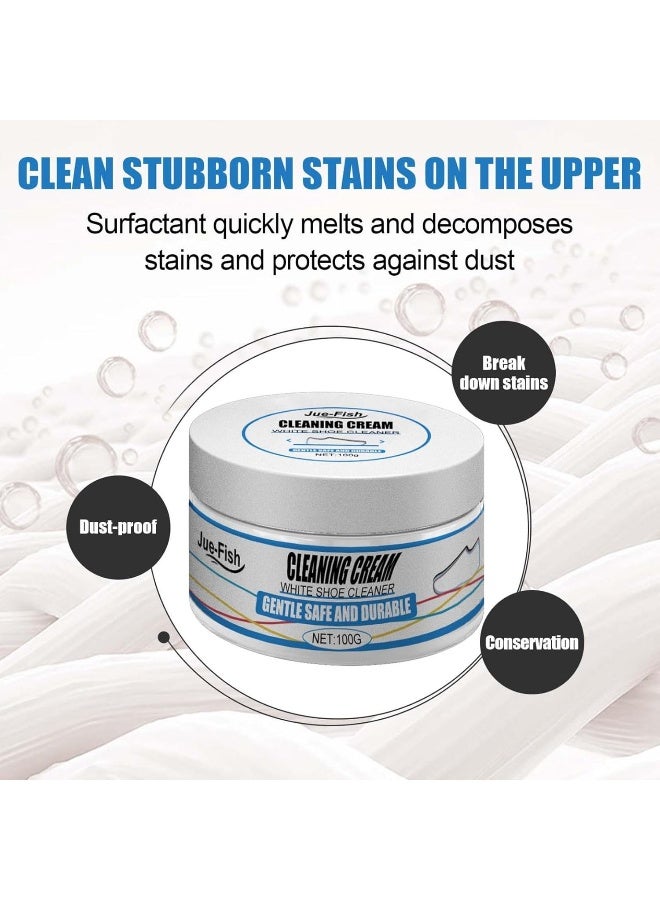 JUE-FISH White Shoe Cleaning Cream, 100g Multi-Functional White Shoes Cleaner Cream, Shoes Whitening Cleansing Gel Sneaker Stain Remover with Sponge, Cleaning Maintenance Yellowing (2PC) - Image 5