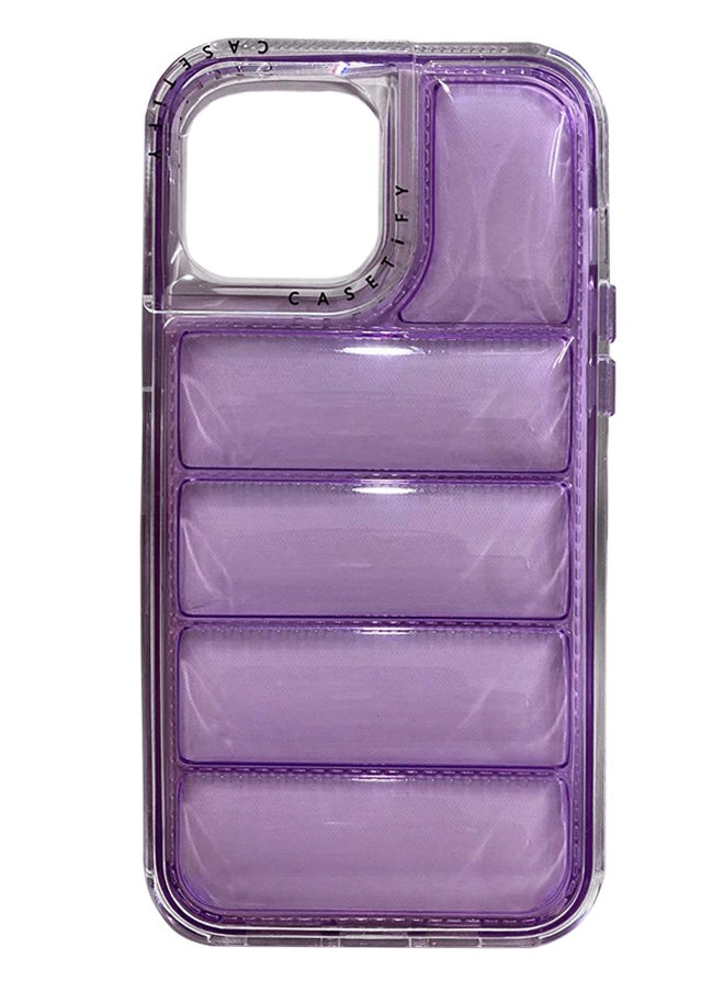 Generic Iphone 12 Pro Max colorful tpu pc multi protective Case, With Triple Layer Colorful PC Clear Surface Puffer TPU Drop Proof Smart Phone Case for iPhone 12 Pro Max - Purple  - Image 2