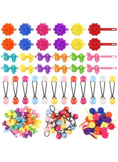 Giegxin 60 Pcs Self Hinge Hair Barrettes For Girls Ball Bubble Hair Accessories 80S 90S Assorted Hair Clips Elastic Ponytail For Baby Toddler (Lovely Style)  - Image 1
