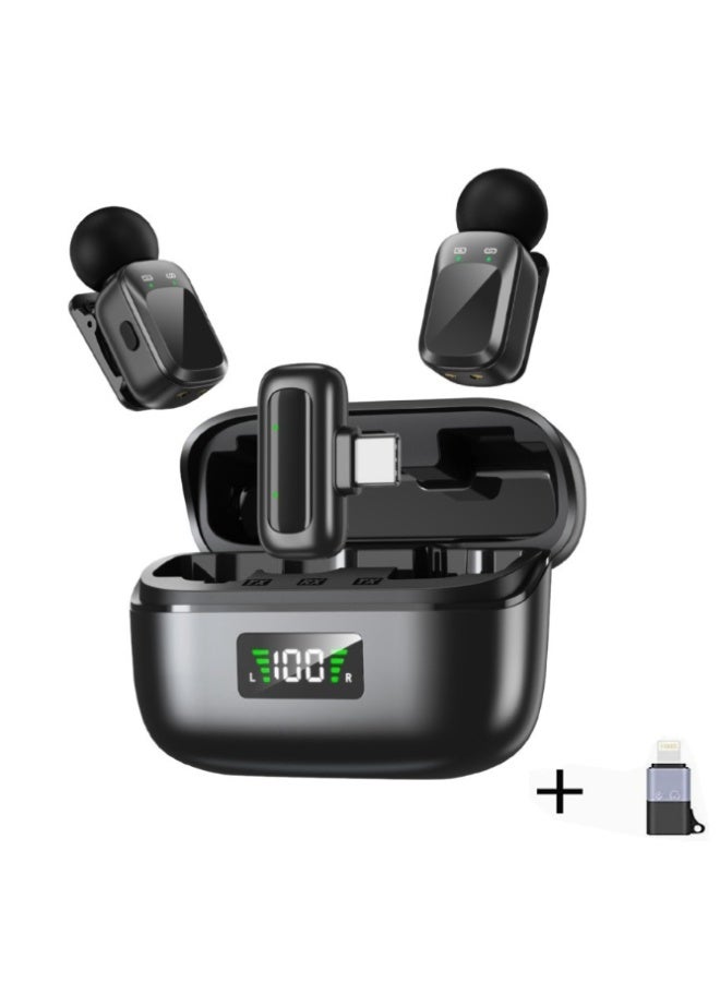 2-Piece 3-In-1 Wireless Tie Microphone Suitable For Iphone, Ipad, USB C, Android Laptop With Charging Case, Clip On Lapel Microphone, Plug And Play Cordless Mini Microphone, Used For Video Recording, Interviews, Etc - Image 1