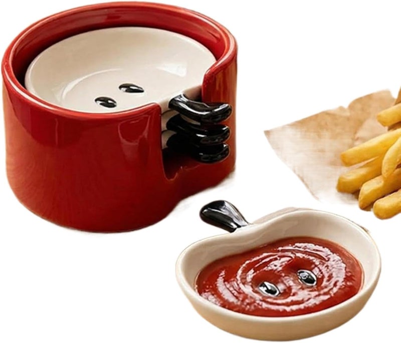 Fruit Shaped Stackable Snack Bowls | Soy Ceramic Saucer – For Butter, Yogurt, Snacks, Chips, Nuts, Seasonings, Dressings, Sushi and Prep - Image 1