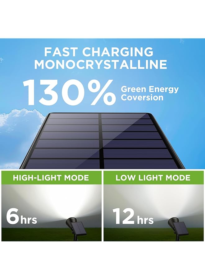 erorex Solar Lights For Outside Solar Lights Outdoor Waterproof Solar Garden Yard Spot Lights Spotlight Pathway Landscape Lighting Wall Light Auto On Off Pack Of 6 White - Image 4