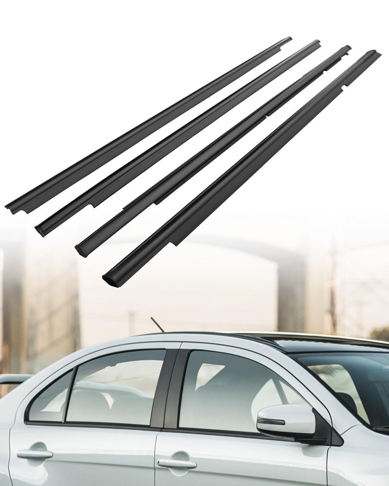 4 Pcs Weatherstrip Window Molding Trim Seal Belt Fit for Mitsubishi Lancer 20082017 Replace 5727A005 5727A006 5757A017 5757A018 Car Outer Door Window Moulding Trim