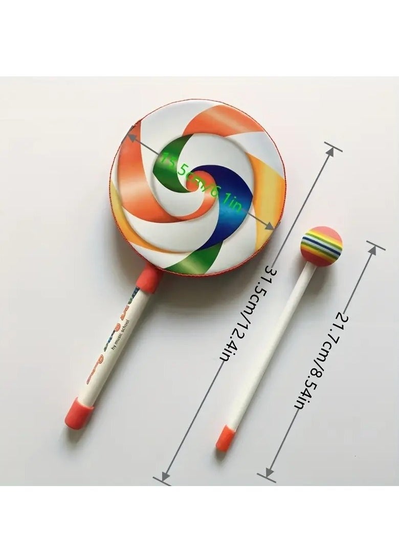 Gonice - Musical Instrument Supplies Hand Knocking Drum Orff Music Early Education Musical Instrument Music Toy Lollipop Drum - Image 1
