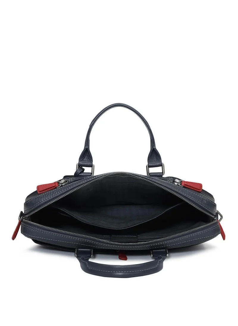 Da Milano Da Milano Genuine Leather Blue Laptop Bag