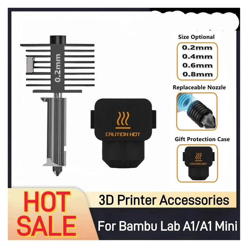 Bambu Lab A1 Mini Hotend Kit Hardened Steel Nozzle 0 6mm 3D Printer Accessory - Image 3