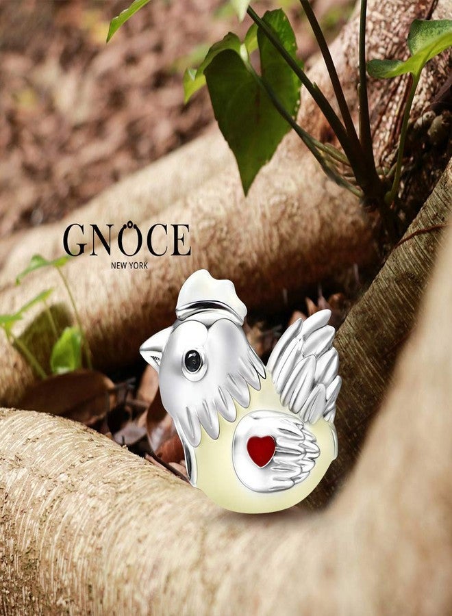 GNOCE Chicken Charm Bead Sterling Silver Diligent and Hard Working Zodiac Signs Animal Charm Bead Fit Bracelet/Necklace Jewelry Gift for Women Mens - Image 2
