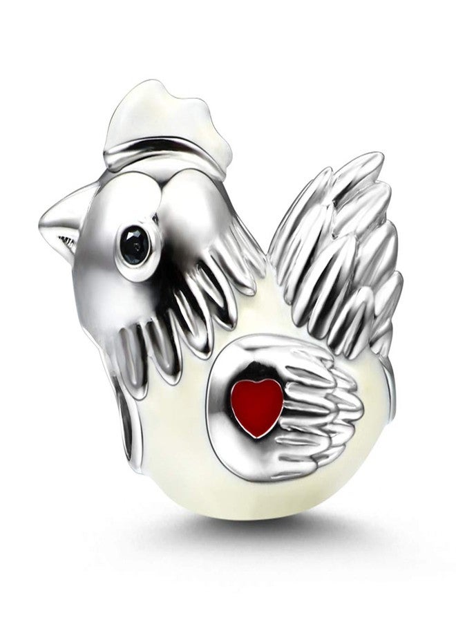 GNOCE Chicken Charm Bead Sterling Silver Diligent and Hard Working Zodiac Signs Animal Charm Bead Fit Bracelet/Necklace Jewelry Gift for Women Mens - Image 1