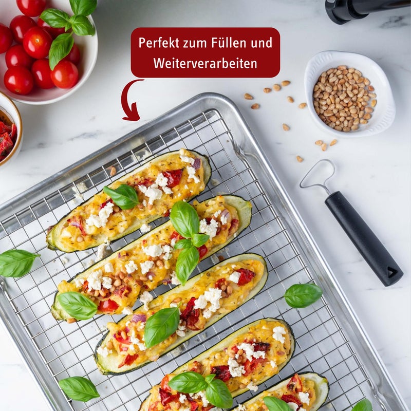 triangle مُستخرج الفواكه والخضروات مثلث الشكل - مصنوع من الفولاذ المقاوم للصدأ فائق الحدة مع عرضين للقطع - يزيل النوى والبذور - آمن للغسل في غسالة الصحون - Image 5