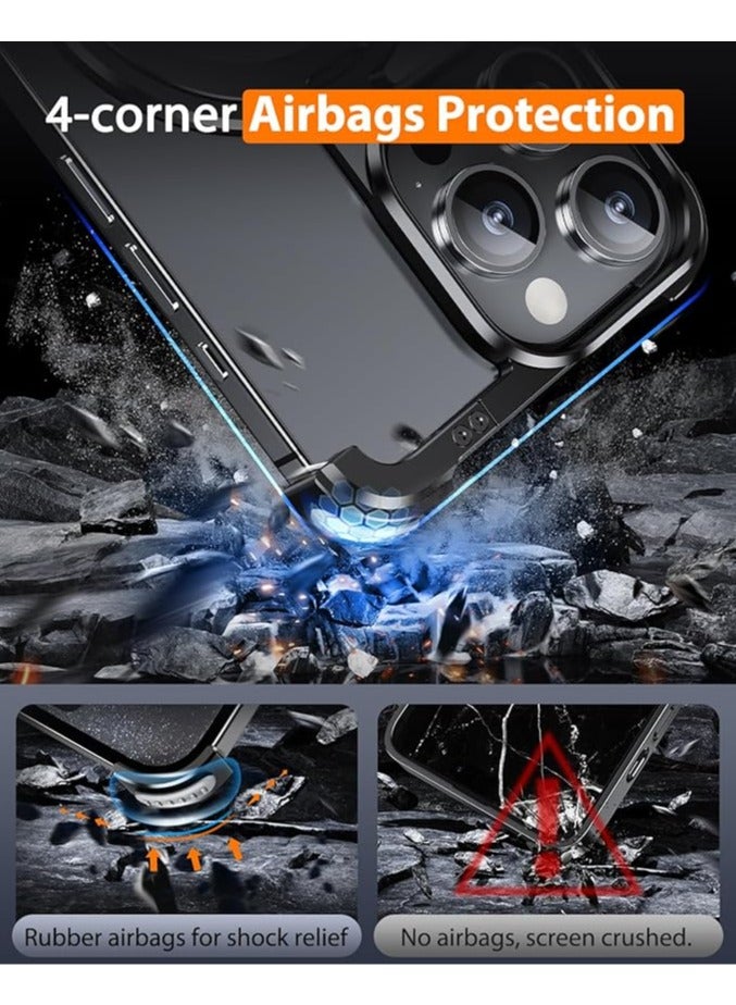غلاف تيتانيوم طبيعي بدون إطار لهاتف iPhone 15 Pro Max / 15 Pro / 15 Plus / 15 مع قاعدة Magsafe، تصميم أقل حواف وزنها خفيف معدني صلب صدمات فائق النحافة - Image 4