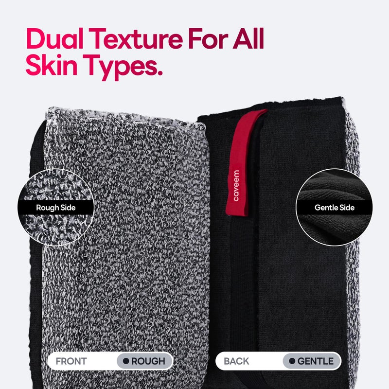Caveem Exfoliating Body Scrubber, Large Bath and Body Scrub Buffer, Dual Texture Body Exfoliator for Remove Dead Skin, Soft and Rough Lightweight Square Sponge for Shower (2 Pack) - Image 3
