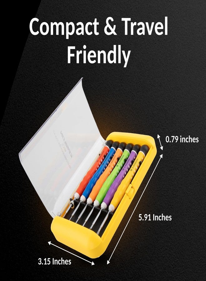 Epsilon Precision Mini Screwdriver Set - 6-Piece Professional Small Screwdriver Kit for Eyeglasses, Watches, Electronics, and Phones - Color-Coded Handles, Anti-Skid, Travel-Friendly Box - Image 3