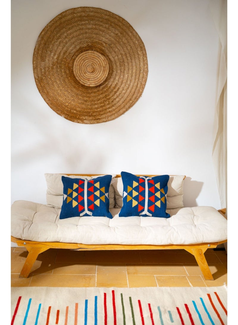 set of 2 matching Decorative wool cushion cover- 45 x 45 cm-blue - Image 3