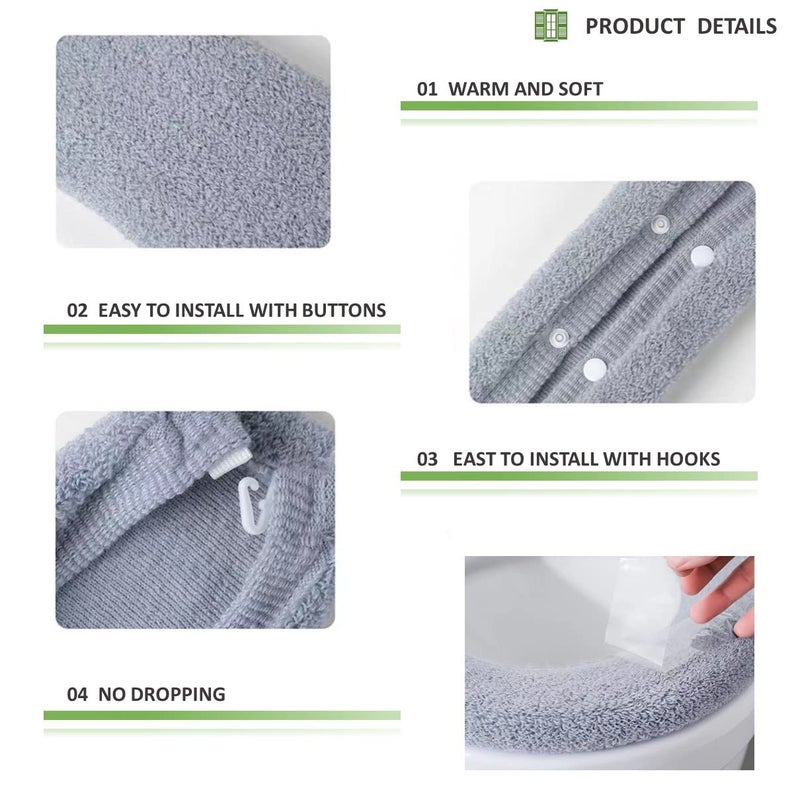 JorgenZ 2pcs Toilet-seat Cushion Warmer Cover - Toilet seat Cover Pads Plush Warm Thick Bathroom Warmer 2pcs sky blue - Image 2