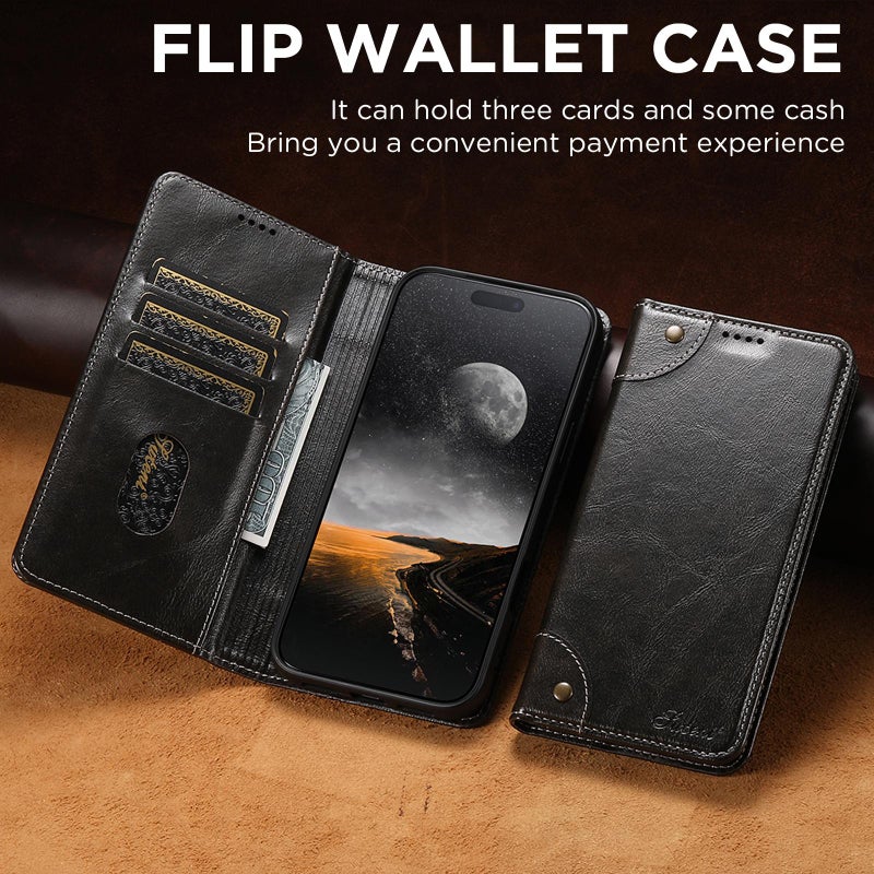 Suteni For Iphone Air Baroque Calf Texture Buckle Wallet Leather Phone Case(Black) - Image 2