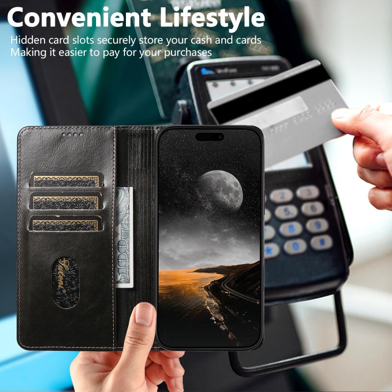 Suteni For Iphone Air Baroque Calf Texture Buckle Wallet Leather Phone Case(Black) - Image 5