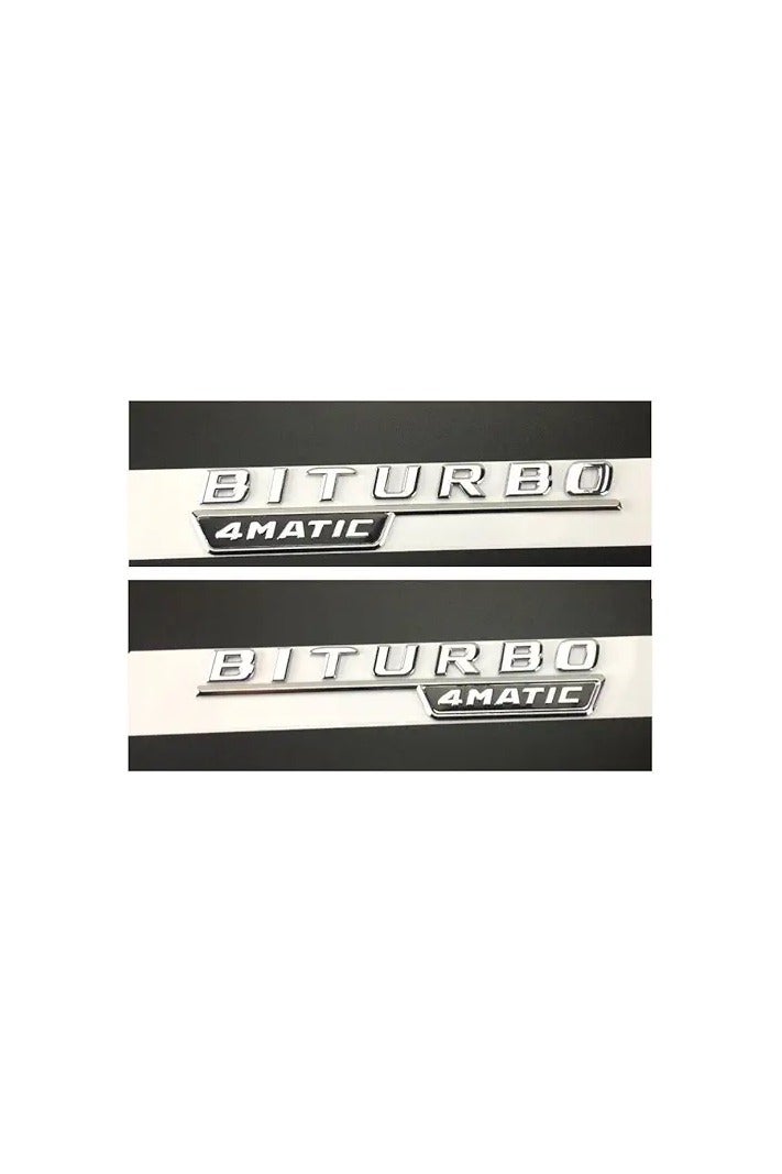 Weixinbuy for Mercedes Benz AMG 17-19, Chrome BITURBO 4MATIC Plastic Car Trunk Fender Letters Badge Emblem Decal Sticker