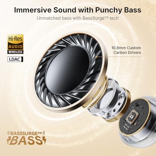 EarFun Clip Open Ear Earbuds, Wireless Clip On Headphones, Adaptive Comfort with Secure Fit, Bluetooth 6.0, LDAC, Hi-Res Audio, 2 Mics AI ENC Call, 40H Playtime, Earbuds for Sports, Running, Workout - Image 4