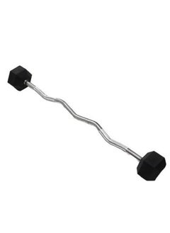TA SPORT Rubber Hex Barbell W/Curl Bar 25 Kg 