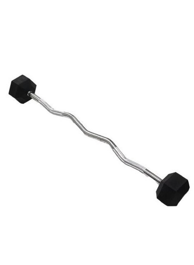 TA SPORT Rubber Hex Barbell W/Curl Bar 25 Kg 
