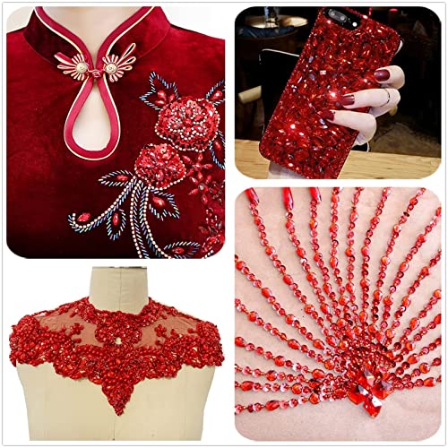Umillars 500 Pieces Mixed Acrylic Sew on Flatback Rhinestones Crystal Acrylic Gems Diamante for Crafts DIY Dress Clothes Shoes Bag Decorations (Red) - Image 5
