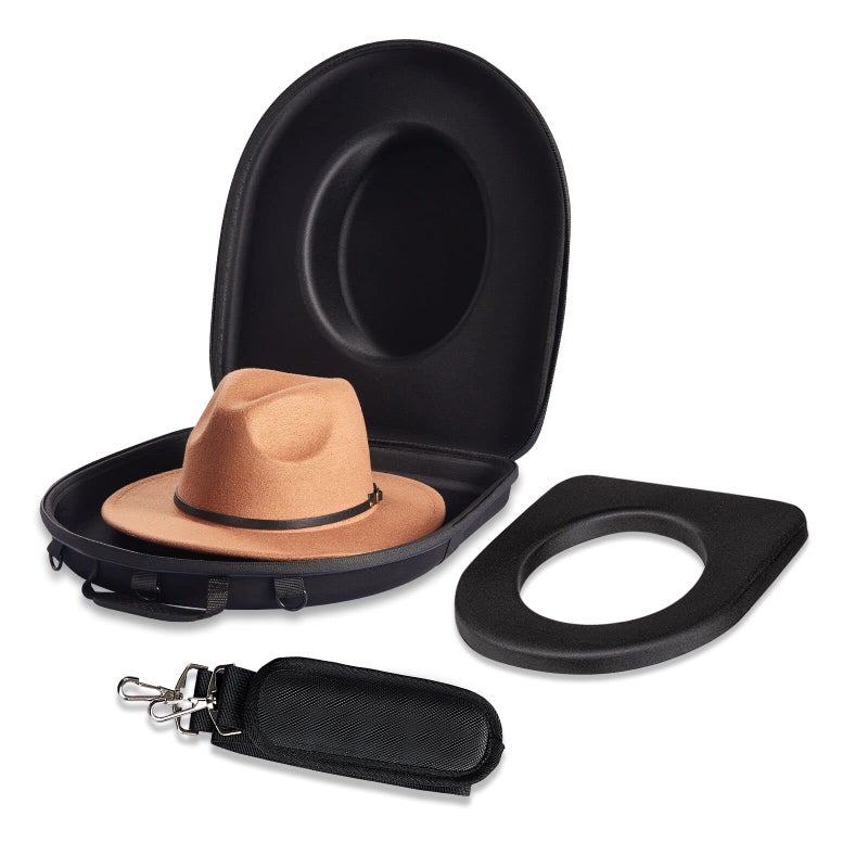 MOSLA Hat Box Travel Fedora Case Universal Size Hat Carrier Storage Case Easily Straps to Suitcase or Carried on ShouldersTravelling Boxes Gift Idea for Men