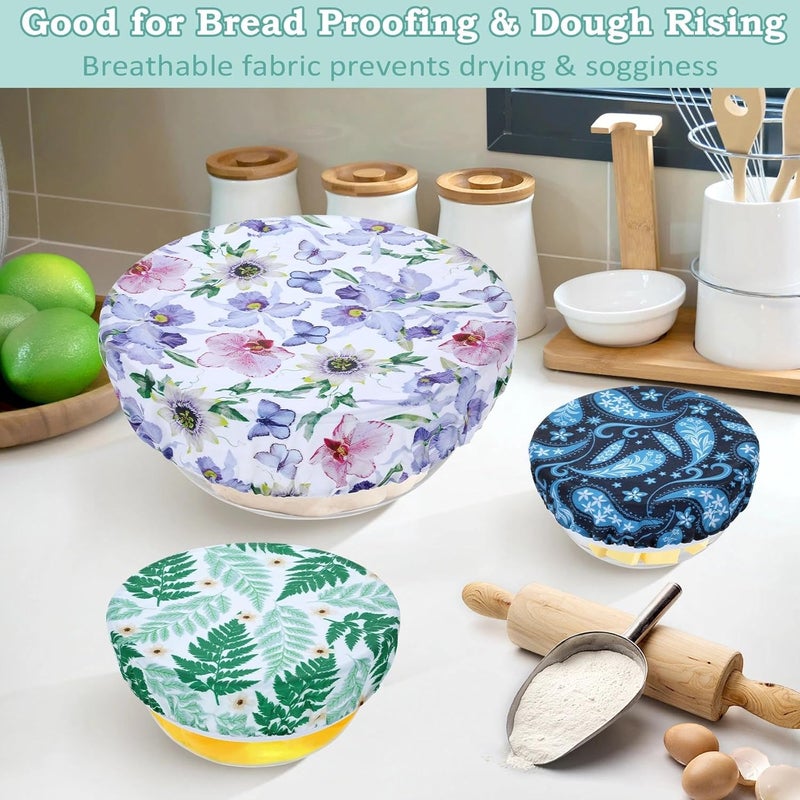 Revahope 5-Size Reusable Beeswax Bowl Covers for Bread Proofing, Cotton Cloth Flexible Beeswax Wraps for Food Storage(Iris Floral) - Image 4