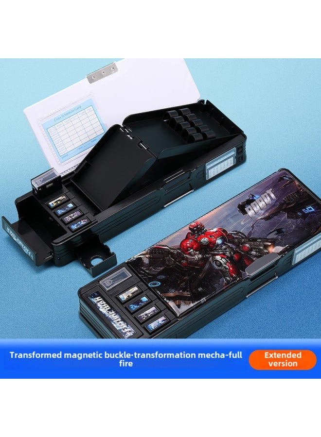 Astronaut Multi-function Stationery Box Combination Lock Key Mechanism Primary School Students Double-sided Pencil Case Pencil Sharpener Curriculum Schedule - Image 1