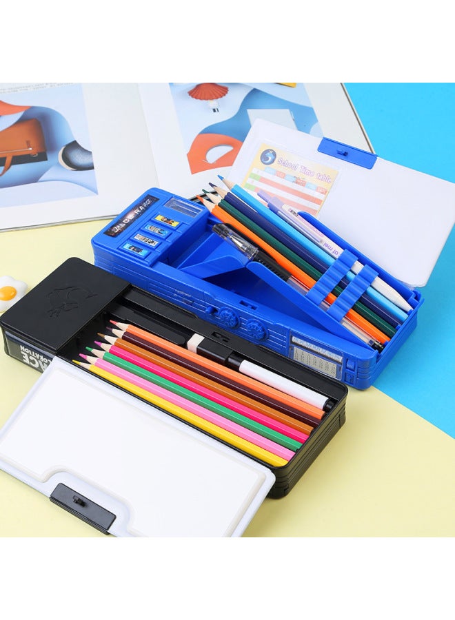 Astronaut Multi-function Stationery Box Combination Lock Key Mechanism Primary School Students Double-sided Pencil Case Pencil Sharpener Curriculum Schedule - Image 4