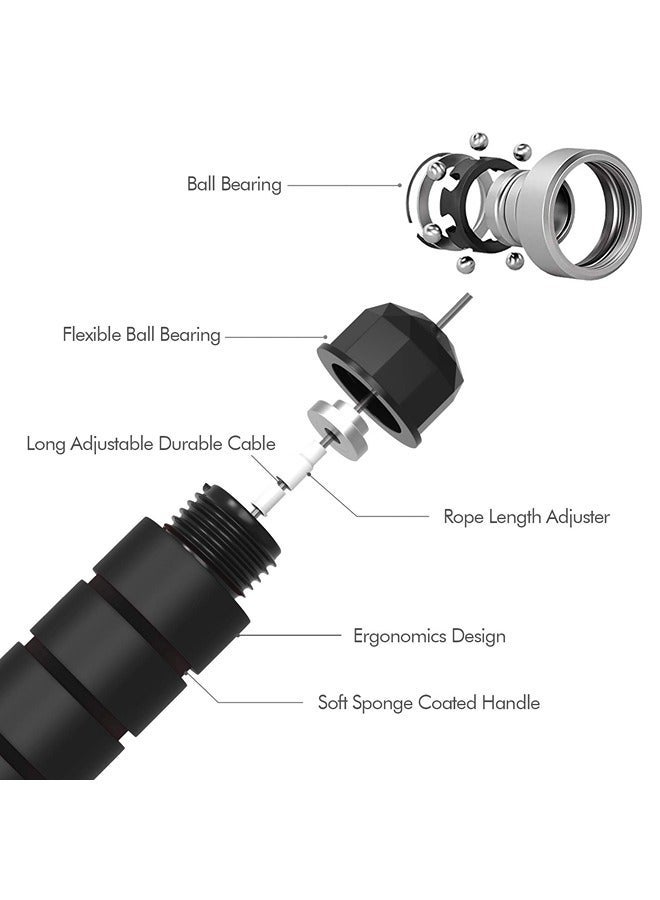 Skipping Rope Adult With Ball Bearings For Women, Men, And Kids , Adjustable Steel Speed Jump Rope For Workout With Foam Handles For Gym Fitness Home Exercise - Image 2