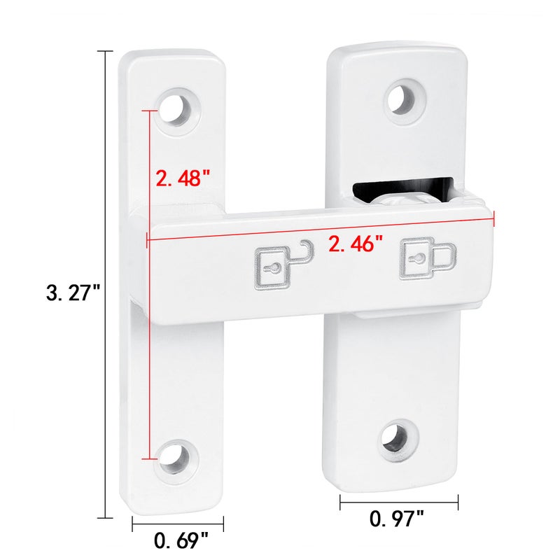 Iniret White Barn Door Latches 180 Degree Gate Lock Flip Gate Latches Hardware Zinc Alloy Door Lock Latch Door Security Sliding Door Latch Lock For Cabinets Bathroom  Barn & Garden. - Image 2