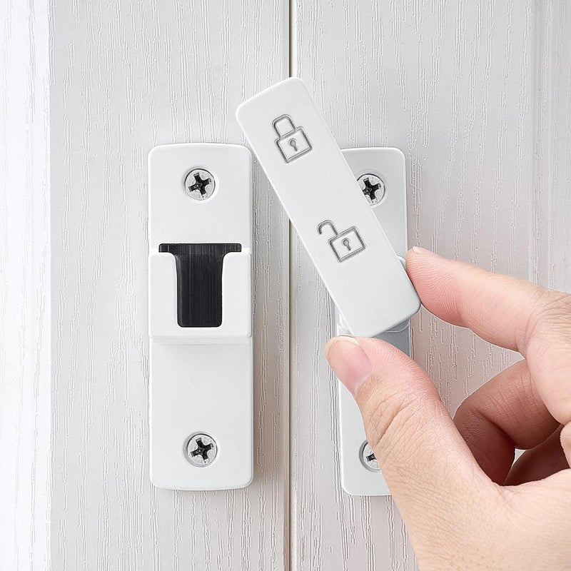 Iniret White Barn Door Latches 180 Degree Gate Lock Flip Gate Latches Hardware Zinc Alloy Door Lock Latch Door Security Sliding Door Latch Lock For Cabinets Bathroom  Barn & Garden. - Image 3