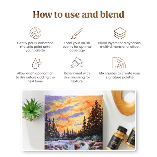 GRANOTONE Acrylic Venezia Metallic Colour | 12 Metallic Shades | 50 ml | Extra Sheen | Non Fading | Indoor/Outdoor | Non Toxic | Multi-Surface | Pro Artist, Hobby Painters & Kid | Made In India - Image 4