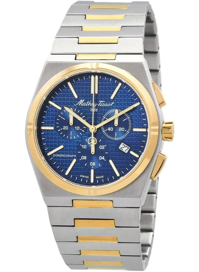 Mathey-Tissot ساعة ماتهي-تيسو زولتان كرونو كرونوغراف كوارتز بقرص أزرق للرجال H117CHBBU - Image 1