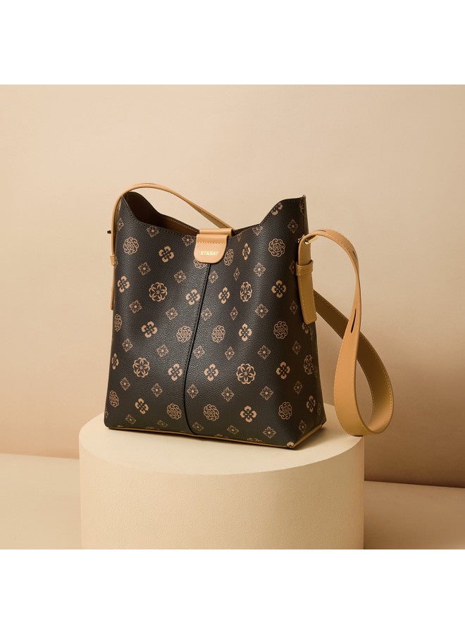 St&Sat Retro Monogram Bag] Tote Bag, Shoulder Bag, Crossbody Bag, Underarm Bag, Bucket Bag For Women - Image 5