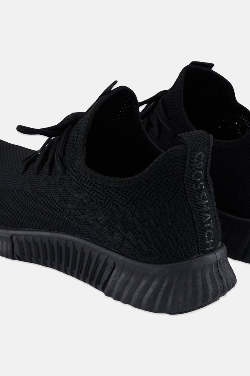 CROSSHATCH أحذية جري رجالية مزودة بأربطة، سوداء - Image 4