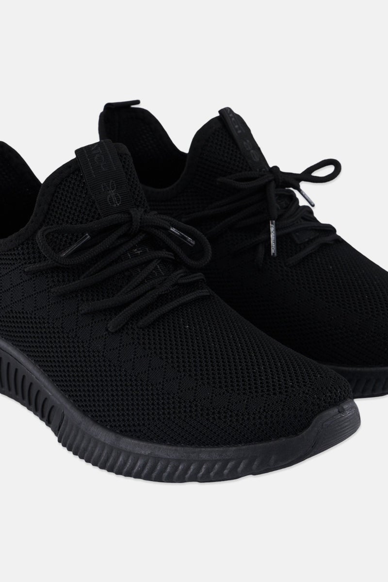 CROSSHATCH أحذية جري رجالية مزودة بأربطة، سوداء - Image 2