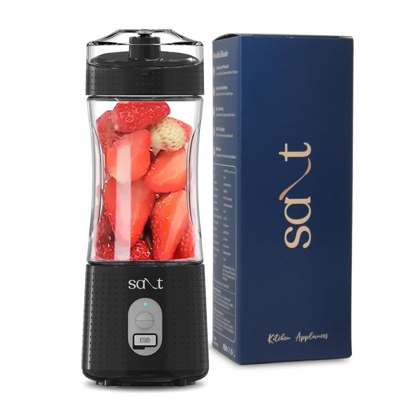 Salt PureBlend Sport Portable Blender for Smoothies Protein Shakes Crushing Ice Sipper Lid 4000 mAh Battery USBC Port 230W Motor 400 ML Black - Image 1