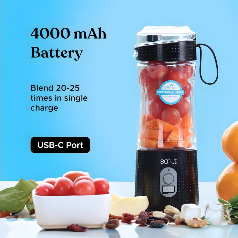 Salt PureBlend Sport Portable Blender for Smoothies Protein Shakes Crushing Ice Sipper Lid 4000 mAh Battery USBC Port 230W Motor 400 ML Black - Image 3