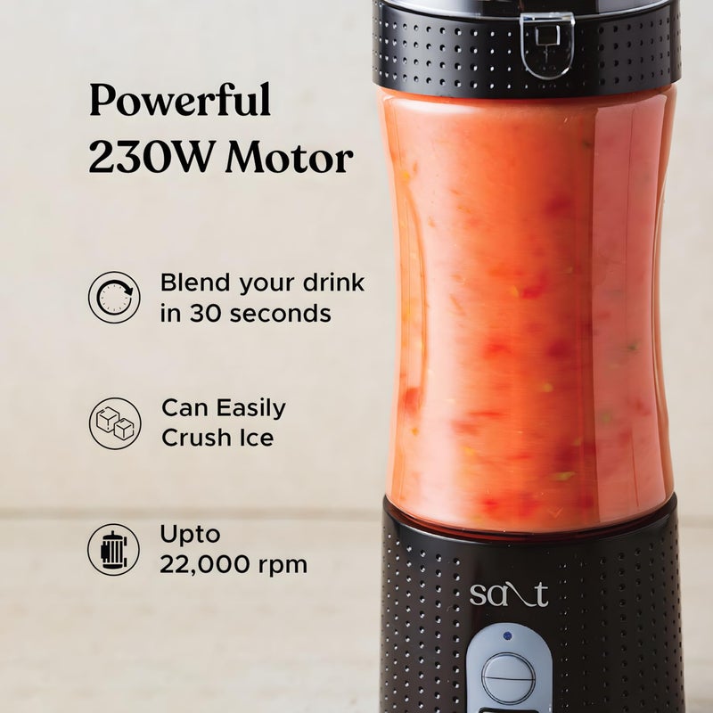 Salt PureBlend Sport Portable Blender for Smoothies Protein Shakes Crushing Ice Sipper Lid 4000 mAh Battery USBC Port 230W Motor 400 ML Black - Image 2