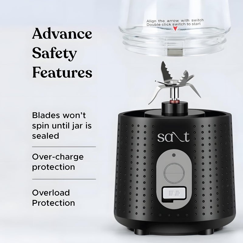Salt PureBlend Sport Portable Blender for Smoothies Protein Shakes Crushing Ice Sipper Lid 4000 mAh Battery USBC Port 230W Motor 400 ML Black - Image 5