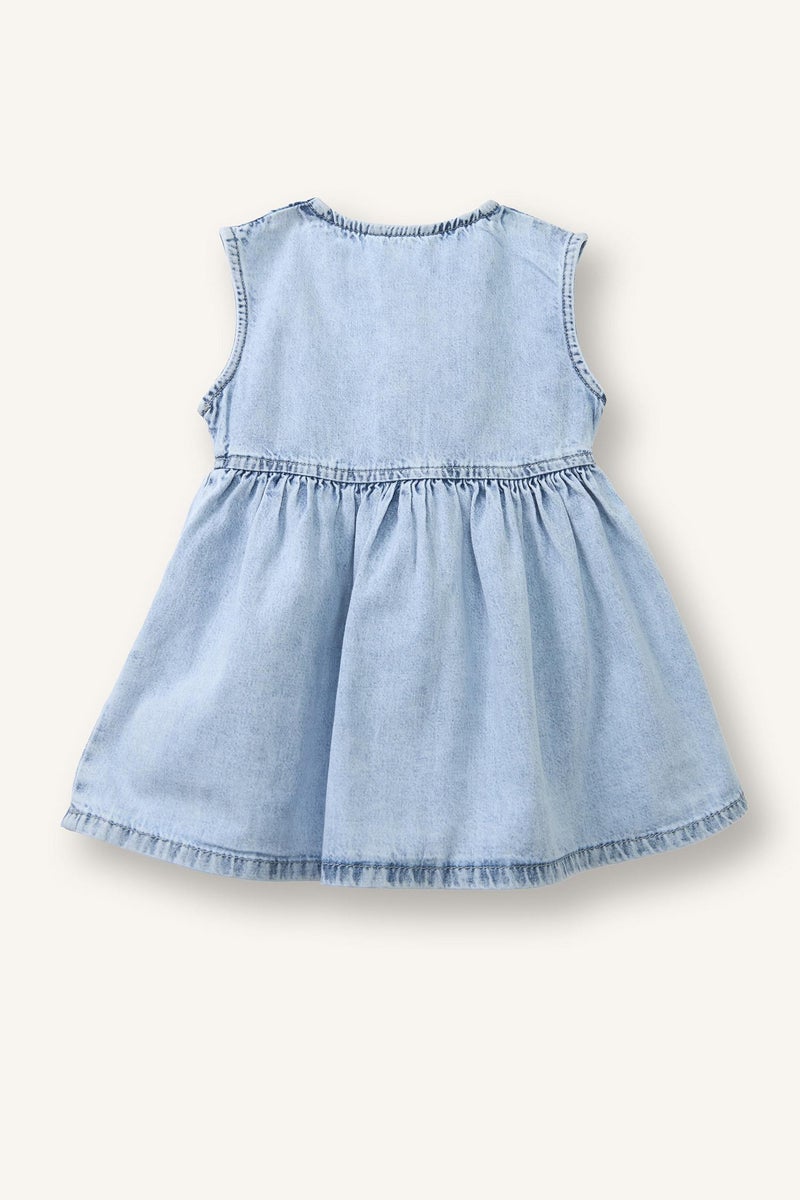 DeFacto Blue BabyGirl Baby Girl Sleeveless Denim Dress Casual - Image 5